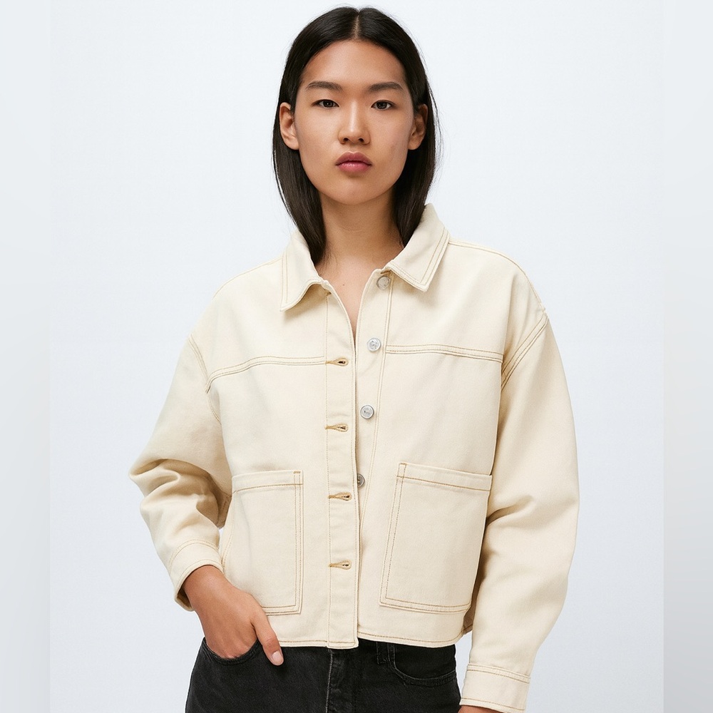 BLANK NYC - Cream Denim Shirt Jacket